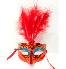Renkli Tüylü Venedik Parti Maskesi Karışık Renk 12 Adet