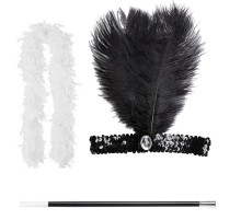 Retro Charliston Aksesuar Seti – 20&#39;ler 90&#39;lar Gatsby Kostüm Seti