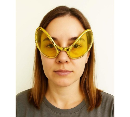 Retro Gözlük - 80 li 90 lı Yıllar Parti Gözlüğü Gold Renk 8x13 cm