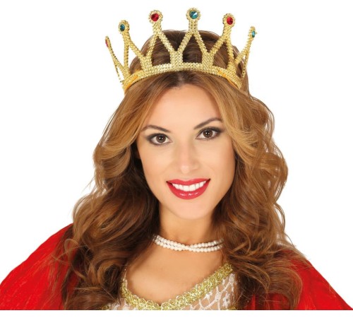Rönesans Kostümlü Kraliyet Ortaçağ Altın Gold Kraliçe Prenses Tacı