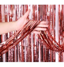 Rose Gold Püsküllü Kapı Perdesi - Parti, Bekarlığa Veda, Doğum Günü 1x2 m
