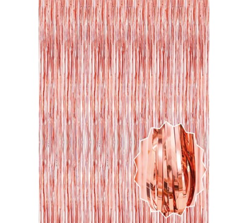 Rose Gold Püsküllü Kapı Perdesi - Parti, Bekarlığa Veda, Doğum Günü 1x2 m