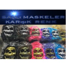 Saçlı Kuru Kafa İskelet Maske 1 Adet