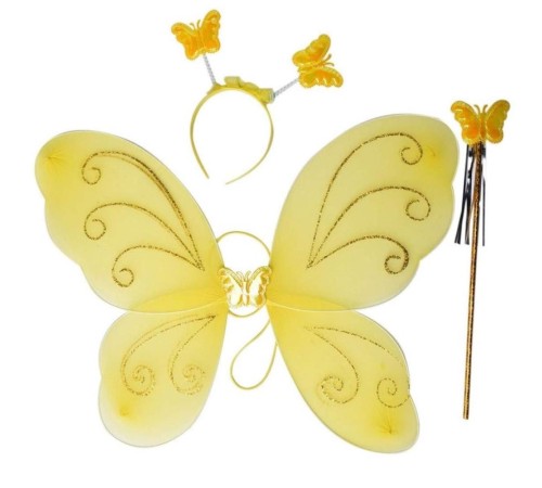 Sarı Renk Kelebek Kanadı Tacı ve Sopası 50x37 cm Sarı Renk Kelebek Kanadı Tacı ve Sopası 50x37 cm