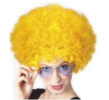 Sarı Renk Kıvırcık Afro Bonus Peruk