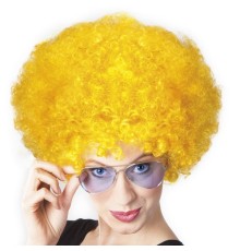 Sarı Renk Kıvırcık Afro Bonus Peruk