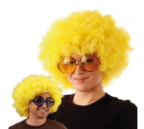Sarı Renk Kıvırcık Afro Bonus Peruk