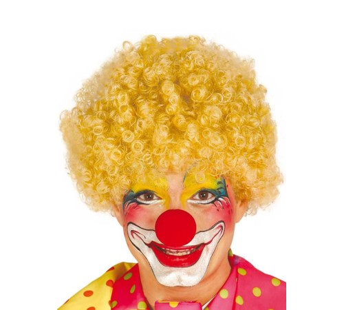 Sarı Renk Kıvırcık Afro Bonus Peruk Takma Saç ve Kırmızı Burun Seti Sarı Renk Kıvırcık Afro Bonus Peruk Takma Saç ve Kırmızı Burun Seti