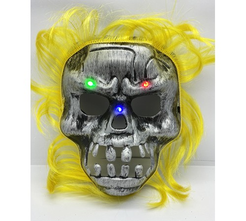 Sarı Saçlı Led Işıklı Kuru Kafa İskelet Korku Maskesi 22x25 cm Sarı Saçlı Led Işıklı Kuru Kafa İskelet Korku Maskesi 22x25 cm