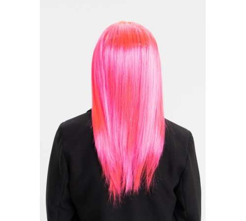 Şeker Pembesi Koyu Pembe Renk Uzun Düz Parti Peruğu