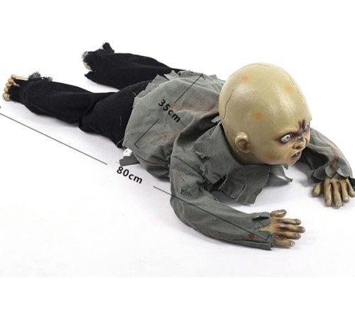 Sesli Işıklı ve Sensörlü Yerde Emekleyen Hareketli Bebek Hayalet Zombi Dekor 30x85 cm