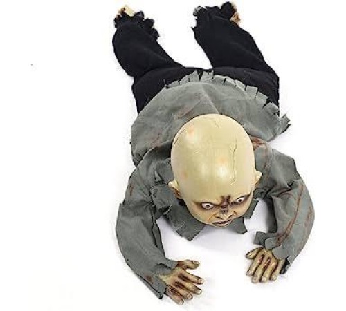 Sesli Işıklı ve Sensörlü Yerde Emekleyen Hareketli Bebek Hayalet Zombi Dekor 30x85 cm