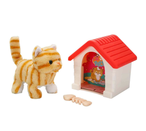 Sesli ve Hareketli Kulübeli Sevimli Peluş Kedi Sesli ve Hareketli Kulübeli Sevimli Peluş Kedi