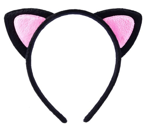 Sevimli Kedi Kulak Pofuduk Kedi Taç Siyah İçi Pembe Renk 17x15 cm Sevimli Kedi Kulak Pofuduk Kedi Taç Siyah İçi Pembe Renk 17x15 cm