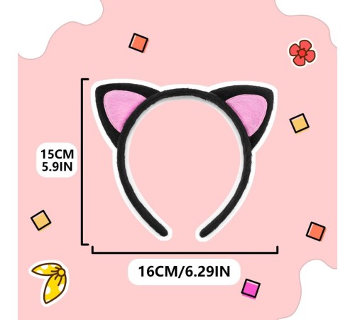 Sevimli Kedi Kulak Pofuduk Kedi Taç Siyah İçi Pembe Renk 17x15 cm Sevimli Kedi Kulak Pofuduk Kedi Taç Siyah İçi Pembe Renk 17x15 cm
