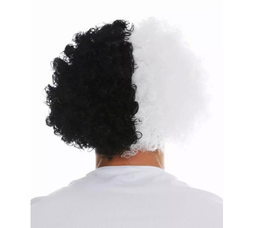 Siyah Beyaz Kıvırcık Afro Bonus Peruk Taraftar Bonus Saç Siyah Beyaz Kıvırcık Afro Bonus Peruk Taraftar Bonus Saç