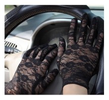 Siyah Renk Bilek Boyu Dantel Eldiven Yetişkin Boy