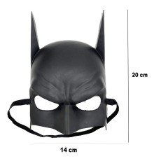 Siyah Renk Çocuk Boy Arkadan Lastikli Batman Maskesi A Kalite  20x14 cm