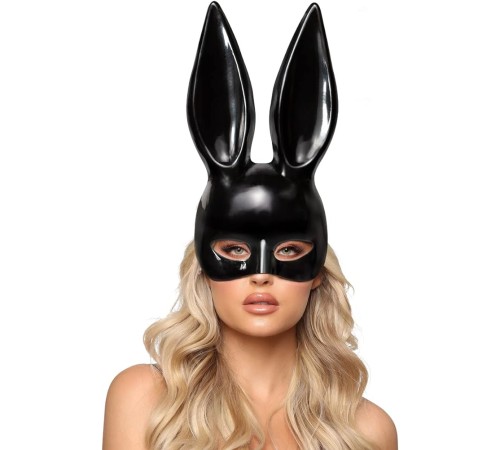 Siyah Renk Ekstra Lüks Uzun Kulaklı Tavşan Maskesi 35x16 cm