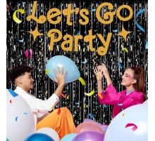 Siyah Renk Ekstra Metalize Parlak Saçaklı Arka Fon Perde İthal A Kalite 1x2 Metre