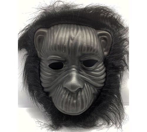 Siyah Renk Eva Goril Maskesi - Siyah Peluşlu Tüylü Orangutan Maskesi