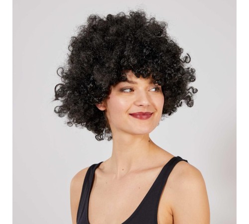 Siyah Renk Kıvırcık Afro Bonus Peruk Siyah Renk Kıvırcık Afro Bonus Peruk