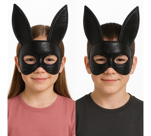 Siyah Renk Kumaş Malzemeden İmal Eva Tavşan Maskesi 19x15 cm