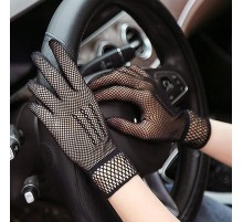 Siyah Renk Likralı File Eldiven Parmaklı Örgü Eldiven Yetişkin Boy