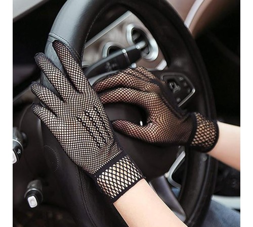 Siyah Renk Likralı File Eldiven Parmaklı Örgü Eldiven Yetişkin Boy