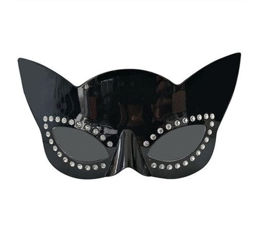 Siyah Renk Siyah Camlı Kedi Şekilli Parti Gözlüğü 20x11 cm