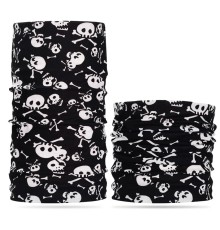 Siyah Renk Üzeri Beyaz Kemik Kafatası İskelet Baskılı Baf Buff Bandana 30x48 cm