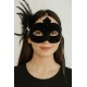 Siyah Renk Yandan Tüylü Süet Kaplama Beyaz İncili Parti Maskesi 18X15 cm