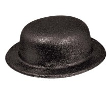   Siyah Renk Yuvarlak Simli Plastik Parti Şapkası