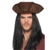 Siyah Saçlı Kaptan Korsan Şapkası