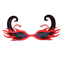 SiyahBoynuzluKırmızıRenkAlevliPartiGözlüğü21x10cm