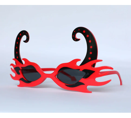 SiyahBoynuzluKırmızıRenkAlevliPartiGözlüğü21x10cm