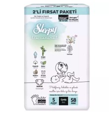 Sleepy Bio Natural Bebek Bezi 2'Li Fırsat Paketi 5 Beden 58 Adet