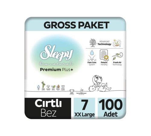 Sleepy Bio Natural Bebek Bezi Gross Paket 7 Beden 20-30 Kg 100 Adet Sleepy Bio Natural Bebek Bezi Gross Paket 7 Beden 20-30 Kg 100 Adet