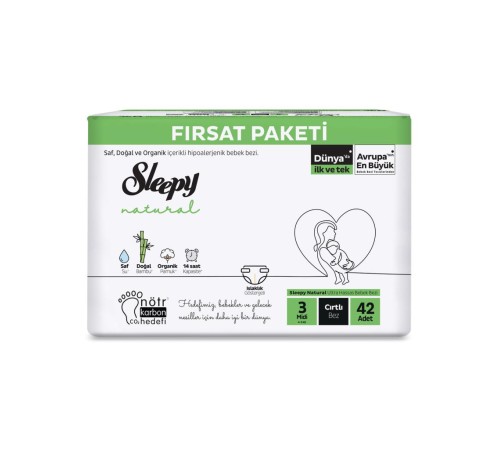 Natural Bebek Bezi Fırsat Paketi 3 Beden 42 Adet Natural Bebek Bezi Fırsat Paketi 3 Beden 42 Adet