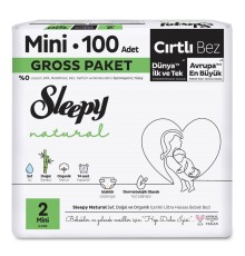 Sleepy Natural Bebek Bezi Gross Paket 2 Beden 3-6 Kg 100 Adet