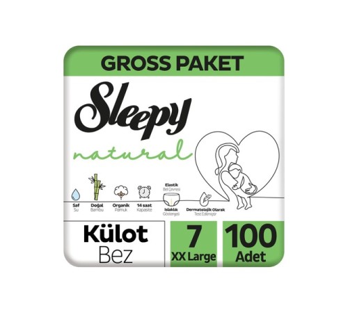 Sleepy Natural Külot Bez Gross Paket 7 Beden 100 Adet