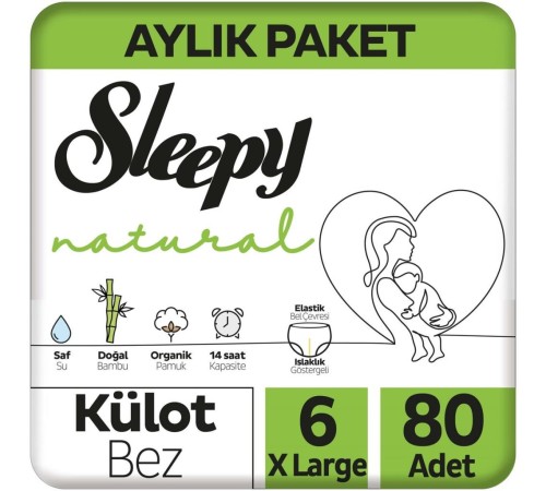 Sleepy Natural Külot Bez Mega Paket 6 Beden 15-25 Kg 80 Adet Sleepy Natural Külot Bez Mega Paket 6 Beden 15-25 Kg 80 Adet