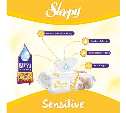 Sensitive Islak Havlu Mendil 90 Adet Sensitive Islak Havlu Mendil 90 Adet
