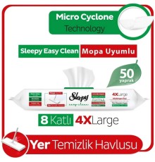 Sleepy Yer Temizlik Havlusu Mop Uyumlu 50 Adet Beyaz Sabun