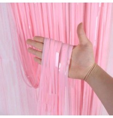 Soft Pembe Püsküllü Kapı Perdesi - Parti, Baby Shower, Cinsiyet Partisi 1x2 m
