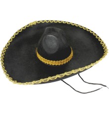 Sombrero Meksika Şapkası Mariachi Altın Şeritli Yetişkin Boy
