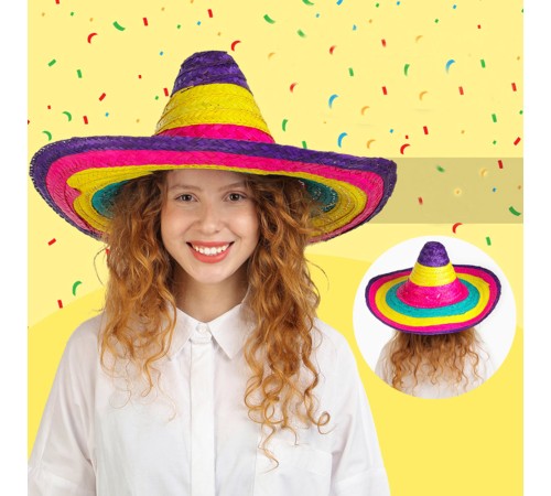 Sombrero Meksika Şapkası Renkli Örme Hasır Çocuk Boy Sombrero Meksika Şapkası Renkli Örme Hasır Çocuk Boy