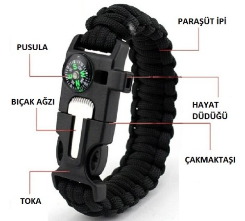 Survival Kamp Bileklik Düdük Çok Amaçlı Survival Kamp Bileklik Düdük Çok Amaçlı