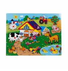 Tahta Raptiyeli Bultak Çiftlik Puzzle 9 Parça