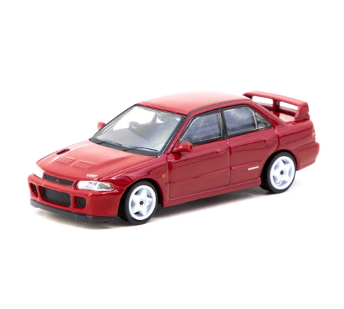 Tarmac Works 1/64 Mitsubishi Lancer GSR Evolution II Red with Tarmac Cards Tarmac Works 1/64 Mitsubishi Lancer GSR Evolution II Red with Tarmac Cards